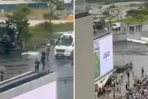 Torcedor morre atropelado por veículo da PM em estacionamento da Neo Química